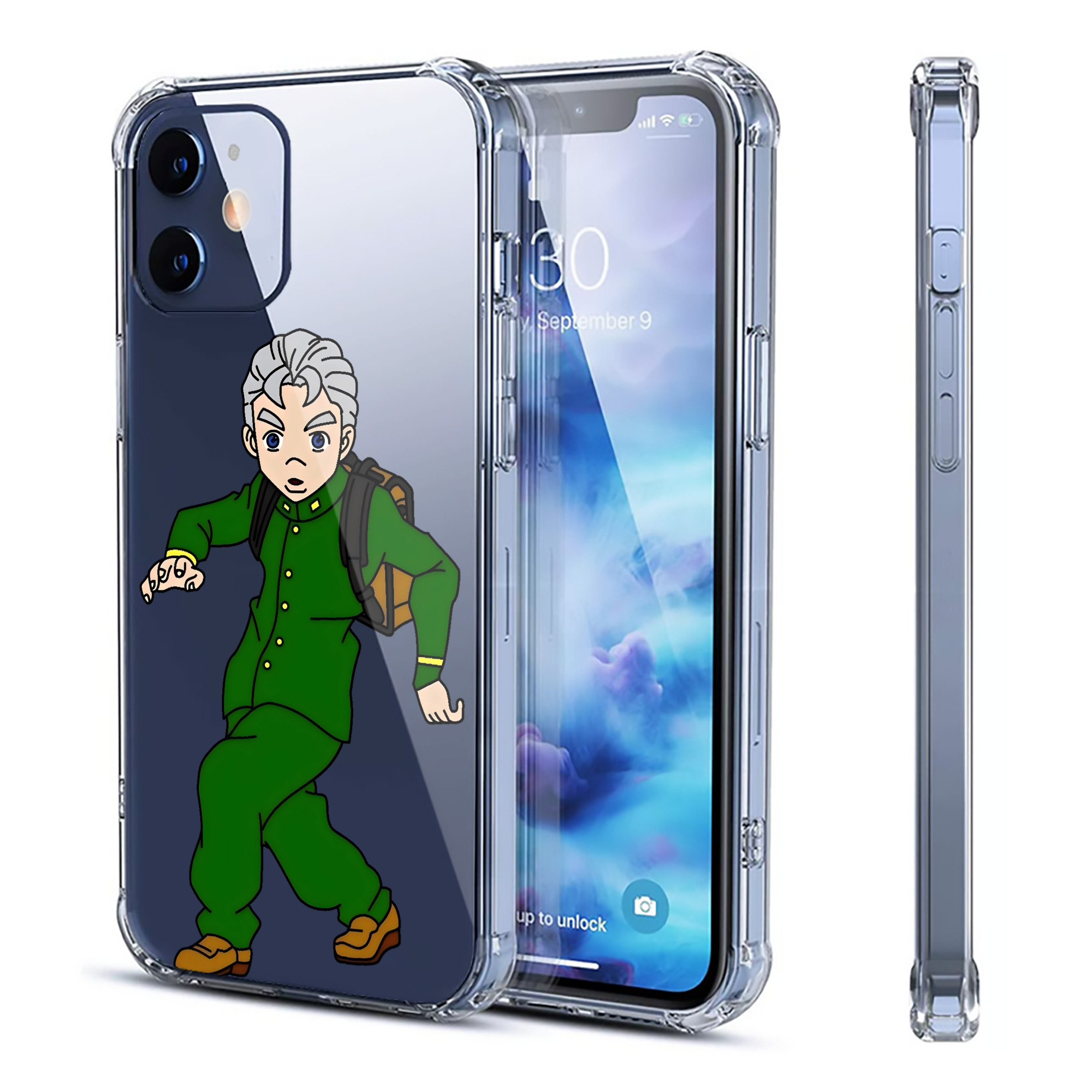（画像用） ジョジョの奇妙な冒険 広瀨康一 JoJo's Bizarre Adventure Hirose Koichi 【iPhone 12シリーズ対応】透明スマホケース（クリアソフトケース）
